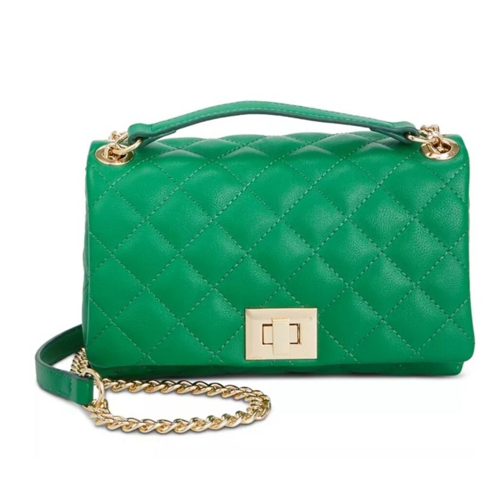 I.N.C International Concepts Green Small Ajae Quilted Crossbody Pine Green Gold